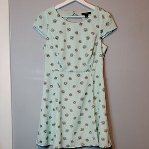 Forever 21 Green Flutter Sleeve A-Line Dress